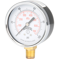 Pressure Gauge, 2-1/2" , 0 - 100 psi, Bottom Mount, Analogue YB882 | Stewart Safety Service Ltd.
